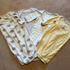 Baby Sleep Gown Lot 0-3M Circo Carter's Cloud Island Elephants Neutral 4 Pc